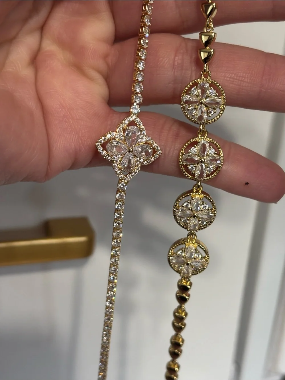 Elegant Gold Crystal Floral clover Bracelets - Women Jewelry